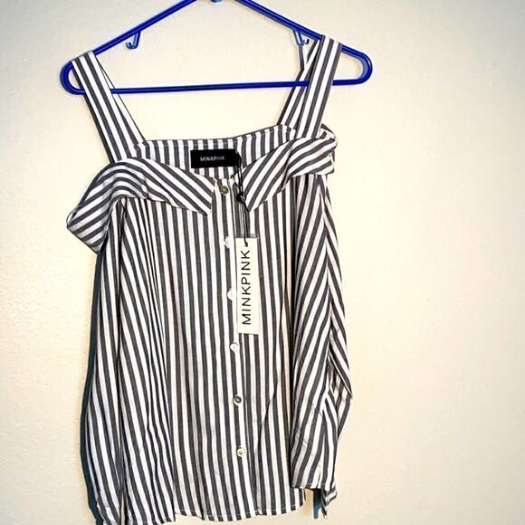 NWT  Minkpink Cold Shoulder Long Sleeves Top XS - Picture 1 of 9